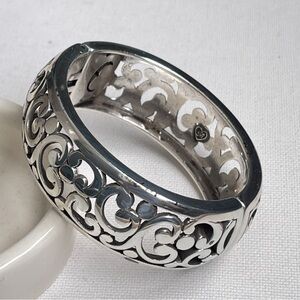 BRIGHTON Contempo 1” Wide Silver-Plated Magnetic Hinged Bracelet
